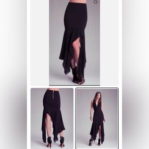 bebe Black Asymmetrical Ruffle High-Low Skirt